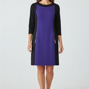 MICHAEL Michael Kors Black and Purple Long Sleeve Dress
